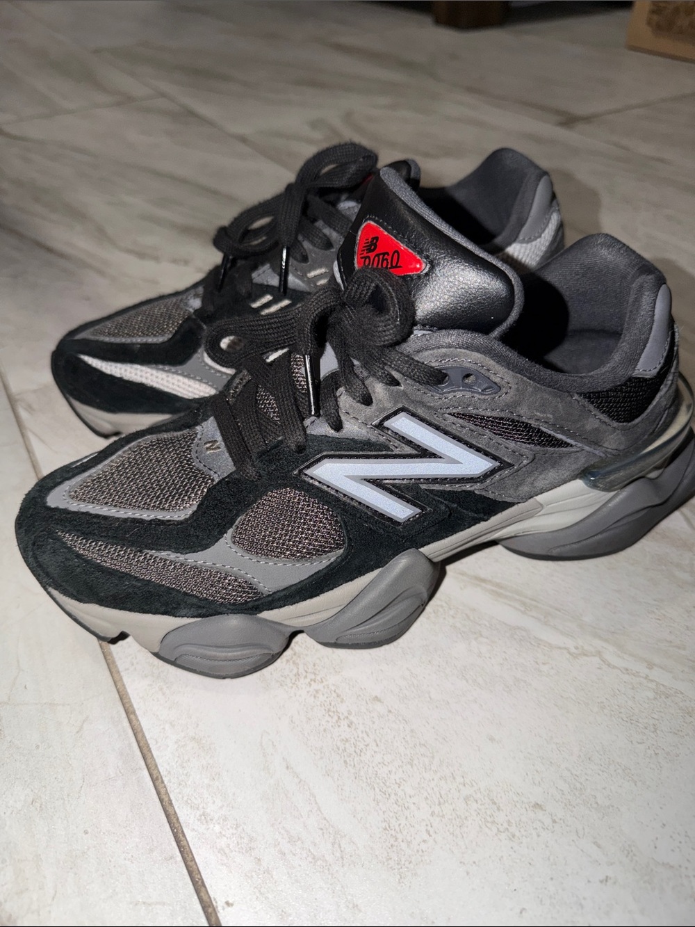 New Balance Grey and Black Retro Runner Sneakers